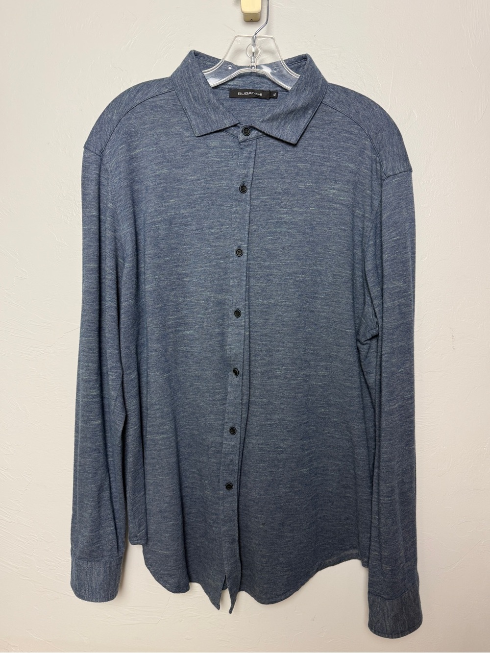 bugatchi men’s long sleeve button down in night blue